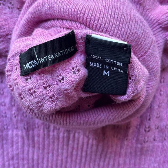 Moda International Turtle Neck Sweater Women's M Pink Knit Long Sleeve 36010042 - Picture 8 of 15